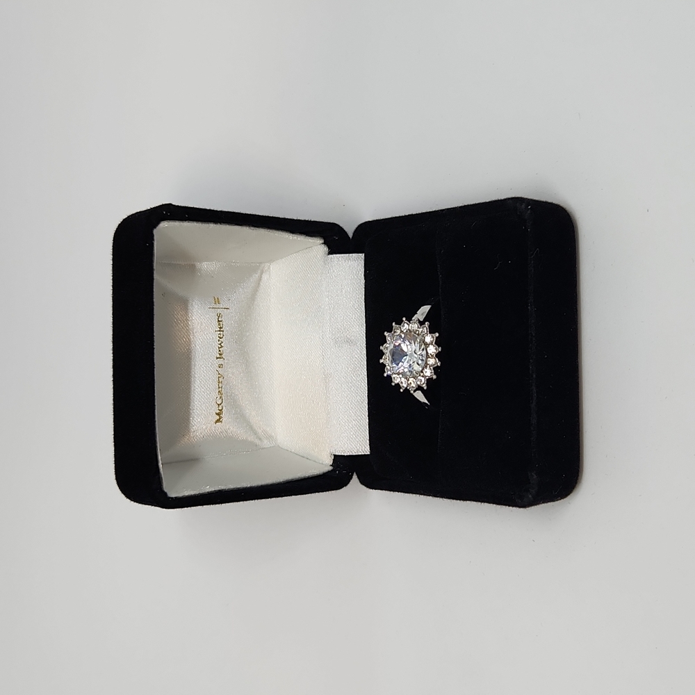 New stylish womens silver flower ring lab diamonds
